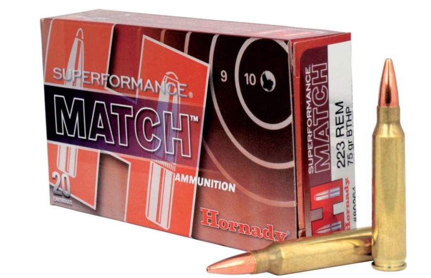 Hornady Superformance 223 RemingtonBoat Tail Hollow point 75gr 20rd box - Nickel Plated Brass Casing