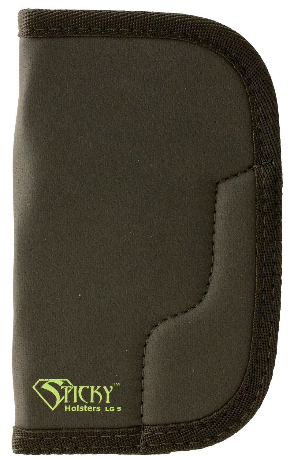 Sticky Holsters LG-5 Lg/Long Revolvers up to 4" Latex Free Synthetic Rubber Black w/Green Logo - Concealment Holster Type