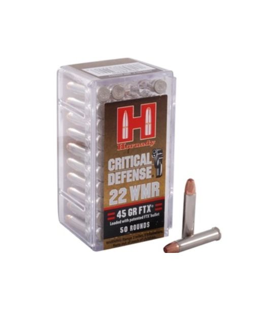 Hornady Critical Defense22MAG 45GR FTX50rd box - Nickel Plated Brass Casing