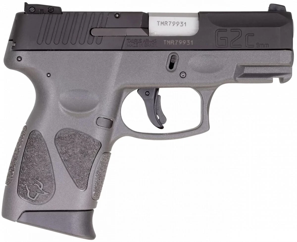 Taurus G2C Gray/Black 9mm Semi Auto Pistol - 12+1 Rounds | 3.25" Barrel | Polymer Grips | Blue/Black | 3-Dot Sights