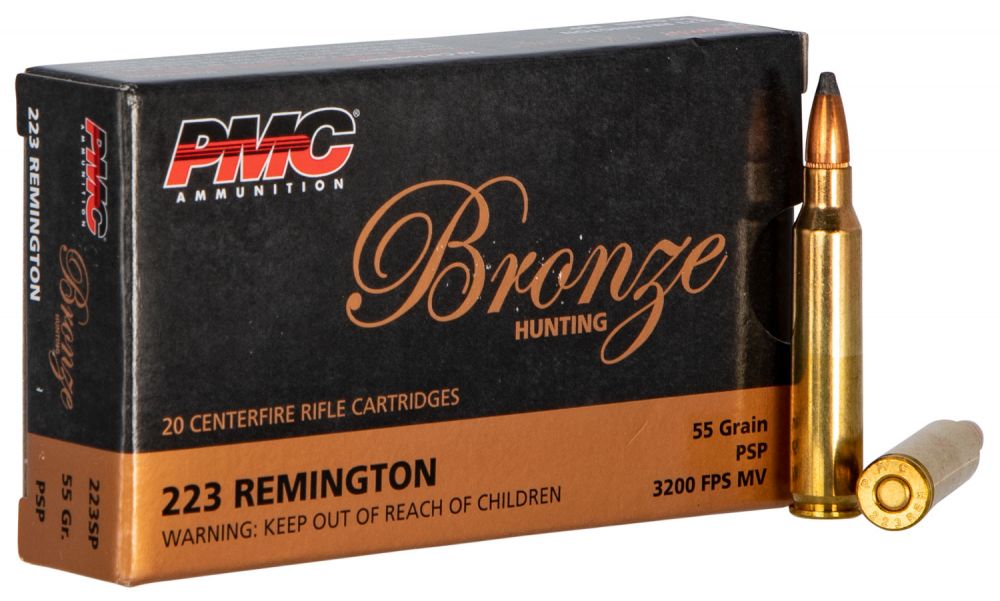 PMC Bronze 223 Remington Ammo 55gr Soft Point20 Round Box - Brass Casing