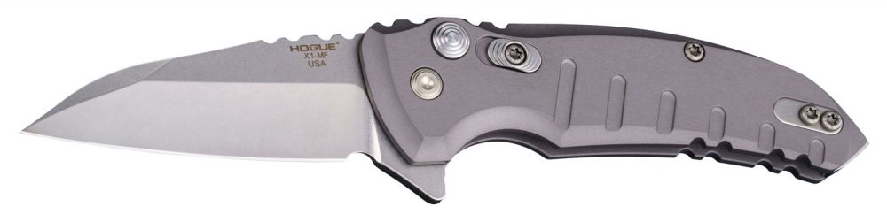 Hogue X1 Microflip 2.75" Wharncliffe Plain CPM154 Stainless Steel Matte Gray Anodized Aluminum Handle Folding