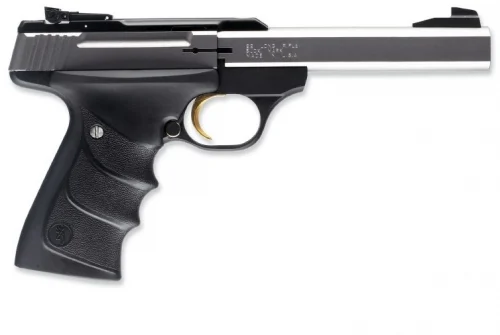 Browning Buck Mark Standard Stainless URX .22 LR, 5.5" Barrel, Black, 10 Rounds - 10+1 Rounds | 5.5" Barrel | Polymer Grips | Stainless/Silver | 3-Dot Sights