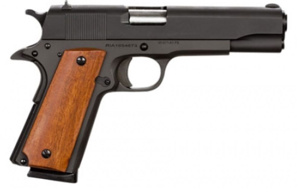 Rock Island Armory GI Standard FS Black/Wood Grip 45 ACP Pistol - 8+1 Rounds | 5" Barrel | Wood Grips | Blue/Black | 2-Dot Sights