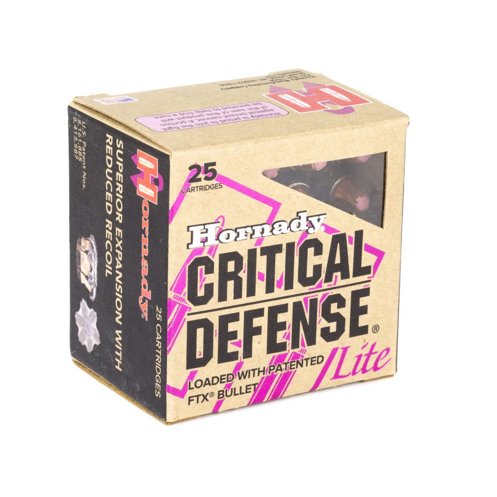 Hornady Critical Defense Hollow Point 38 Special Ammo 90gr 25 Round Box - Nickel Plated Brass Casing