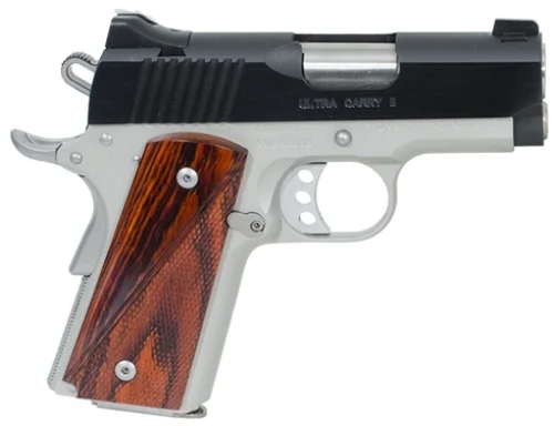 Kimber Ultra Carry II 9MM 3" TwoTone 8+1 - 8+1 Rounds | 3" Barrel | Wood Grips | Stainless/Silver | 3-Dot Sights