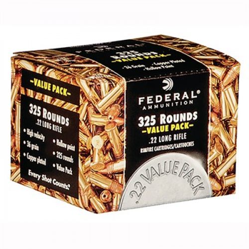 Federal Value Pack .22 LR 36gr CPHP 325 Bx/ 10 Cs - Brass Casing