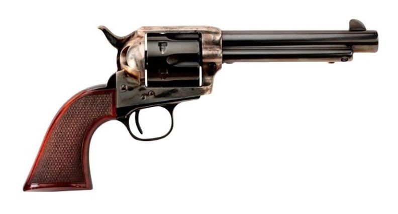 Taylors & Company Smoke Wagon Deluxe 45 Colt, 4.75" Blued Barrel, Checkered Walnut Grip, 6 Rounds - 6 Rounds | 4.75" Barrel | Blue/Black | 3-Dot Sights