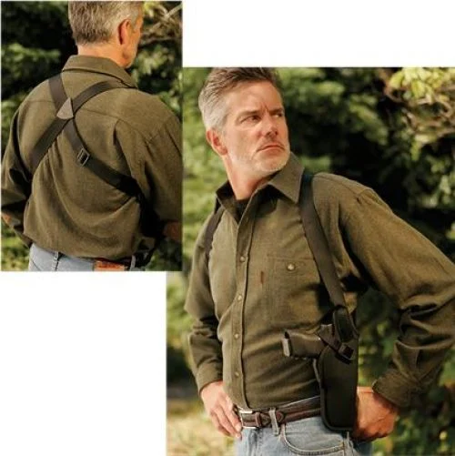 U. Mike's V SHOULDER HOLSTER 15 Black - Black Color | 3.75-4.5" Barrel Large Auto Gun Mod | Nylon Material | Textured Model | Shoulder Holster System Type