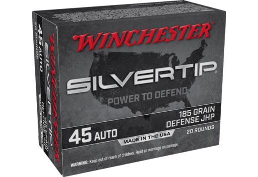 Winchester Ammo Silvertip 45ACP 185gr Silvertip Jacket Hollow Point 20 Per Box/10 Case - Brass Casing
