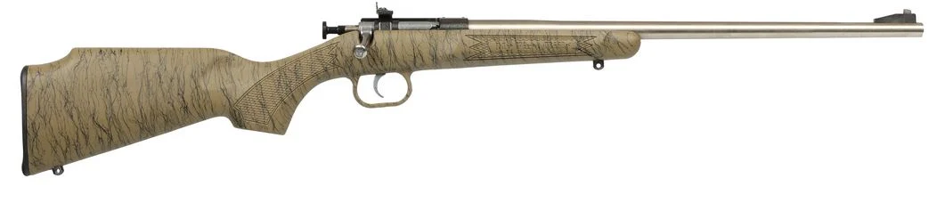 CRICKETT 22LR SS TAN/BLK WEB TAN/BLACK WEBBING STOCK 22 LR - 1 Round | 16.125" Barrel | Tan Stock | Stainless/Silver