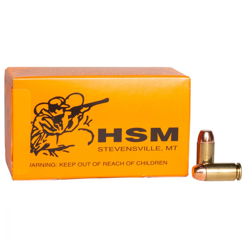 HSM Training Round Nose Flat Point 40 S&W Ammo 180 gr 50 Round Box - Brass Casing
