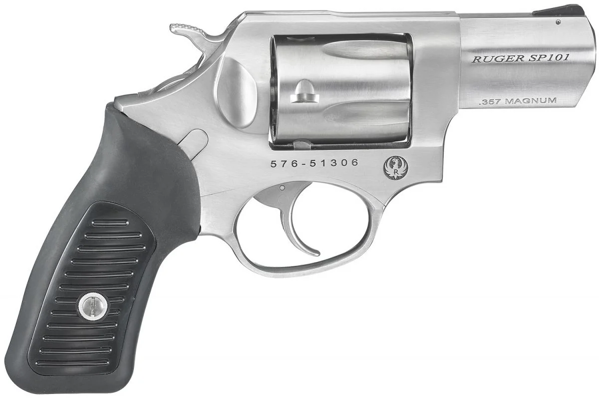 Ruger SP101 357 Magnum Revolver - 5 Rounds | 2.25" Barrel | Polymer Grips | Stainless/Silver | 3-Dot Sights