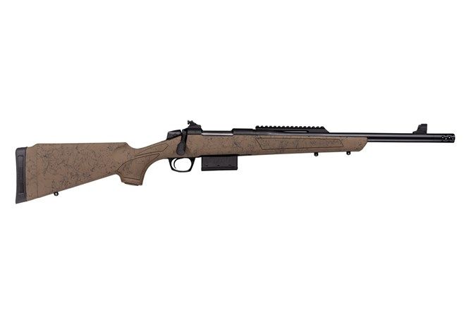 CVA Cascade SR-80 308 Winchester Bolt Action Rifle - 4+1 Rounds | 18" Barrel | Black/Tan Webbing Stock | Blue/Black