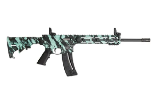 Smith & Wesson M&P15-22 Sport Robin Egg Blue 22 Long Rifle Semi Auto Rifle - 25+1 Rounds | 16.5" Barrel | 6-Position CAR Stock | Synthetic | Blue/Black