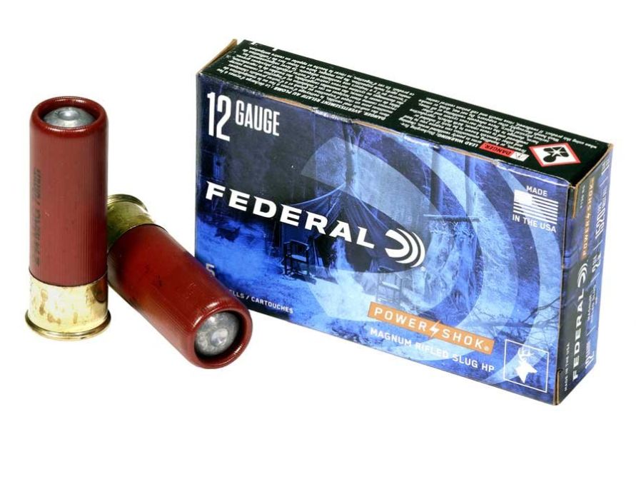 Federal Standard Power-Shok Lead Rifled Slug 12 Gauge Ammo 2.75" 1.25 oz 5 Round Box - Brass Casing