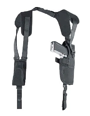 U. Mike's PRO-PAK V SHLDR 15 Black - Black Color | 3.75-4.5" Barrel Large Auto Gun Mod | Nylon Material | Textured Model | Shoulder Holster System Type