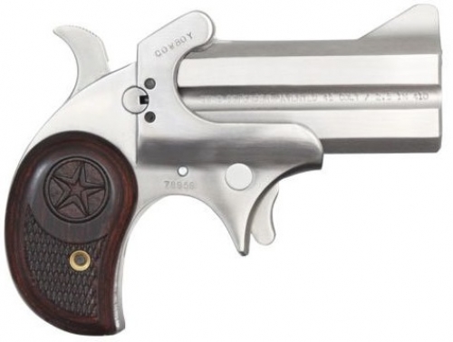 Bond Arms Cowboy Defender 357 Magnum, 3" Barrel, Laminated Rosewood Grip, 2 Rounds - 2 Rounds | 3" Barrel | Wood Grips | Stainless/Silver | 3-Dot Sights