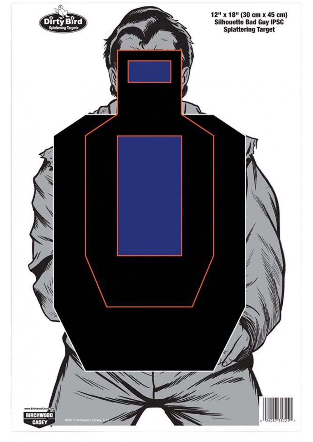 Birchwood Casey Dirty Bird Bad Guy IPSC 12" x 18" Silhouette Target 100 Pack Black/Blue/Gray