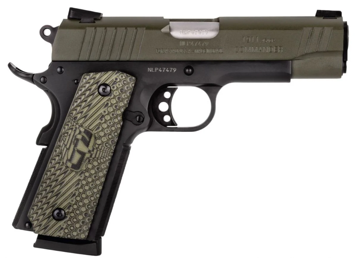 Taurus PT1911 Commander .45 ACP Semi Auto Pistol - 8 Rounds | 4.25" Barrel | Composite Grips | Green | 3-Dot Sights