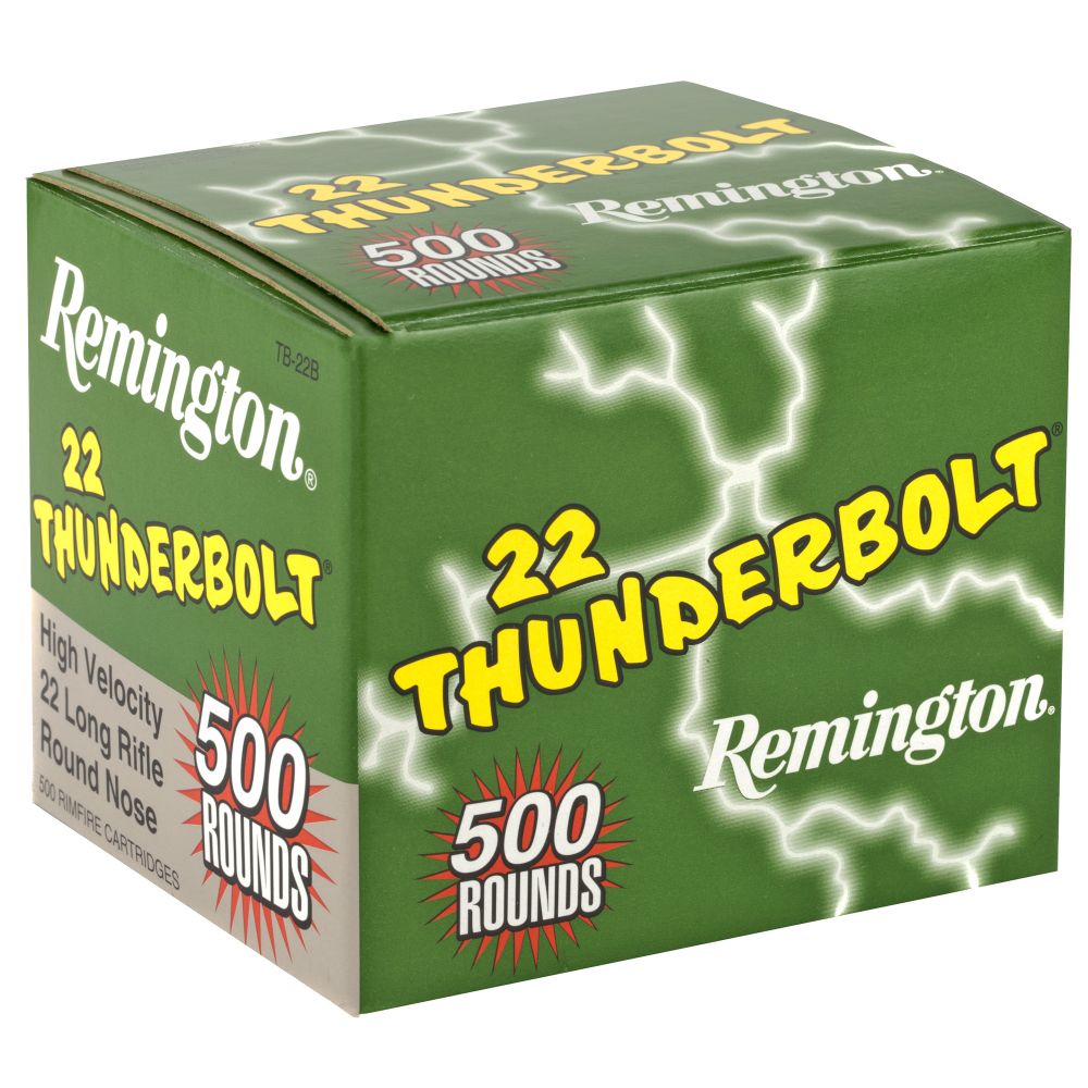 Remington .22 LR 40 GR. Thunderbolt Round Nose 500 RDS - Brass Casing
