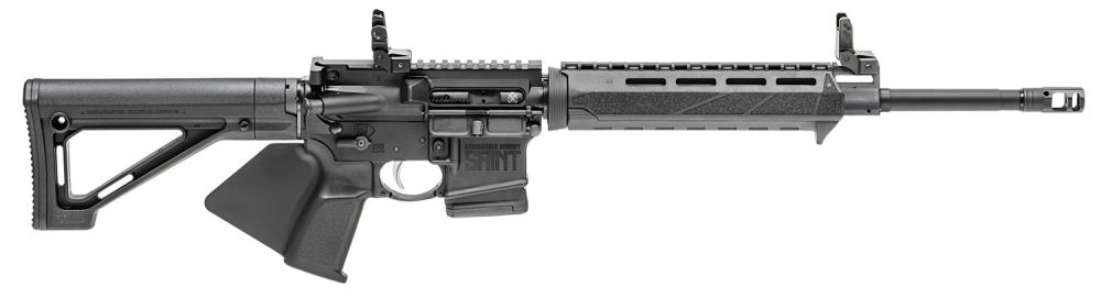 Springfield Armory Saint CA Compliant Picatinny Gas Block 223 Remington/5.56 NATO AR15 Semi Auto Rifle - 10+1 Rounds | 16" Barrel | Polymer Black Stock | Synthetic | Blue/Black