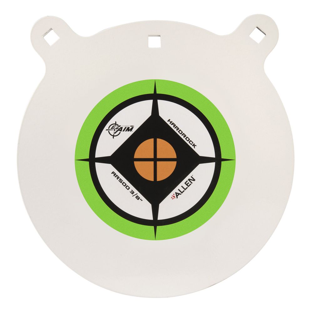 EZ-Aim Hardrock Shooting Target Handgun/Rifle Gong Black/White/Green AR500 Steel 12" L x 12" W x 0.38" H 3/8" Thick