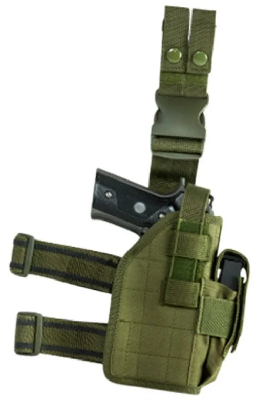 NCStar Drop Leg Universal Holster Green Semi-Auto Pistols PVC Fabr - Green Color | Universal Semi-Auto Handgun Gun Mod | Universal Holster Type