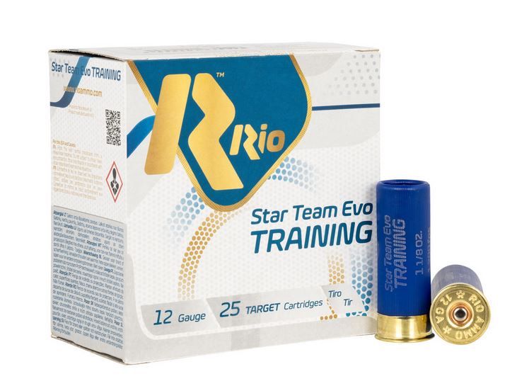 Rio Star Team Evo Training Shotgun Ammo 12ga 2-3/4" 1200fps 1-1/8oz 7.5 Shot 25/ct