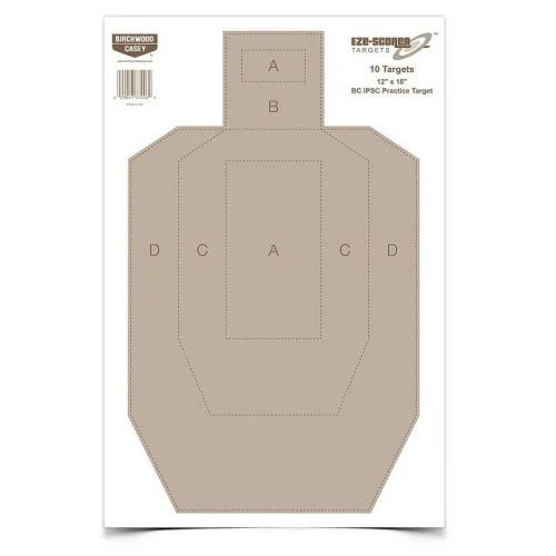 Birchwood Casey 37018 EZE-Scorer BC-IPSC 12" x 18" Target 100 Pack Tan