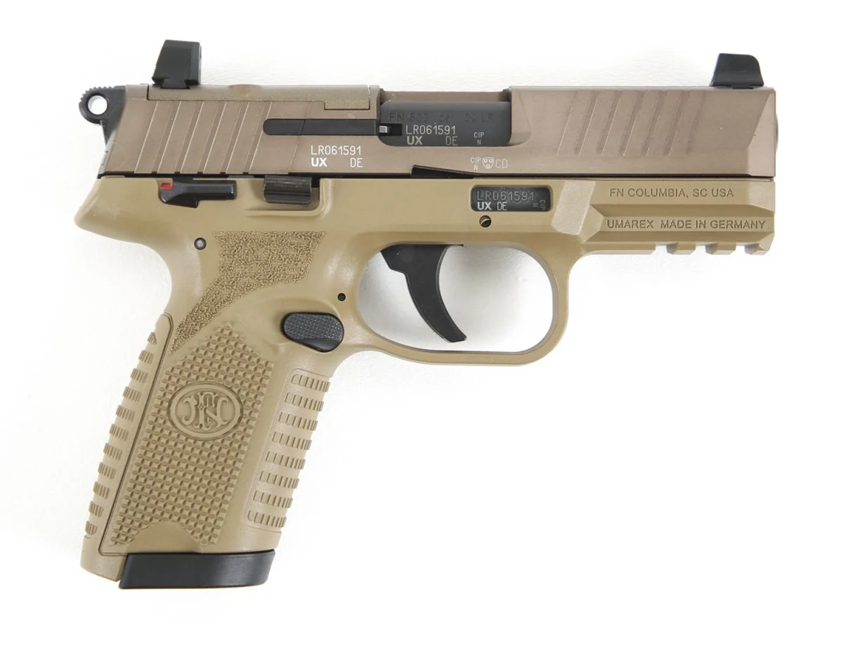 FN 502 MRD .22 LR 4" FDE Optic Ready, 10+1 - 10+1 Rounds | 4" Barrel | FDE/Tan