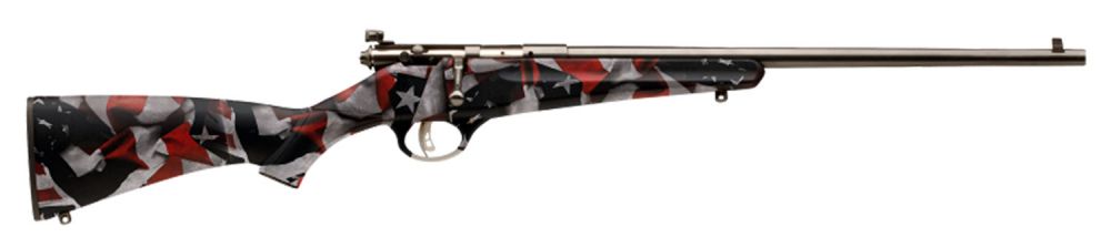 Savage Arms Rascal Youth American Flag 22 Long Rifle Bolt Action Rifle - 1 Round | 16.13" Barrel | Flag Design Stock | Synthetic | Blue/Black