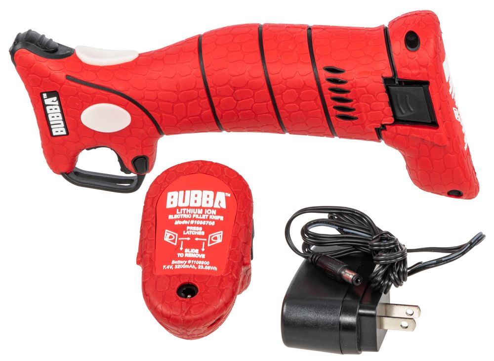 Bubba Electric Fillet 7",9",12" Fillet Serrated Carbon Steel Blade Red/Black Non-Slip Handle