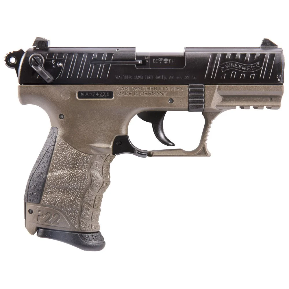 Walther Arms P22 .22 LR Semi Auto Pistol - 10 Rounds | 3.4" Barrel | FDE/Tan | 3-Dot Sights