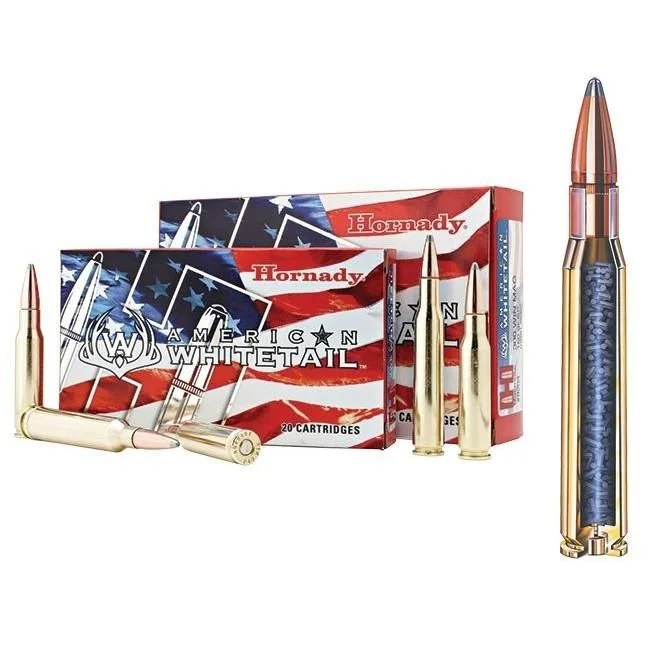 Hornady American Whitetail InterLock 308 Win Ammo 150gr 20 Round Box - Brass Casing