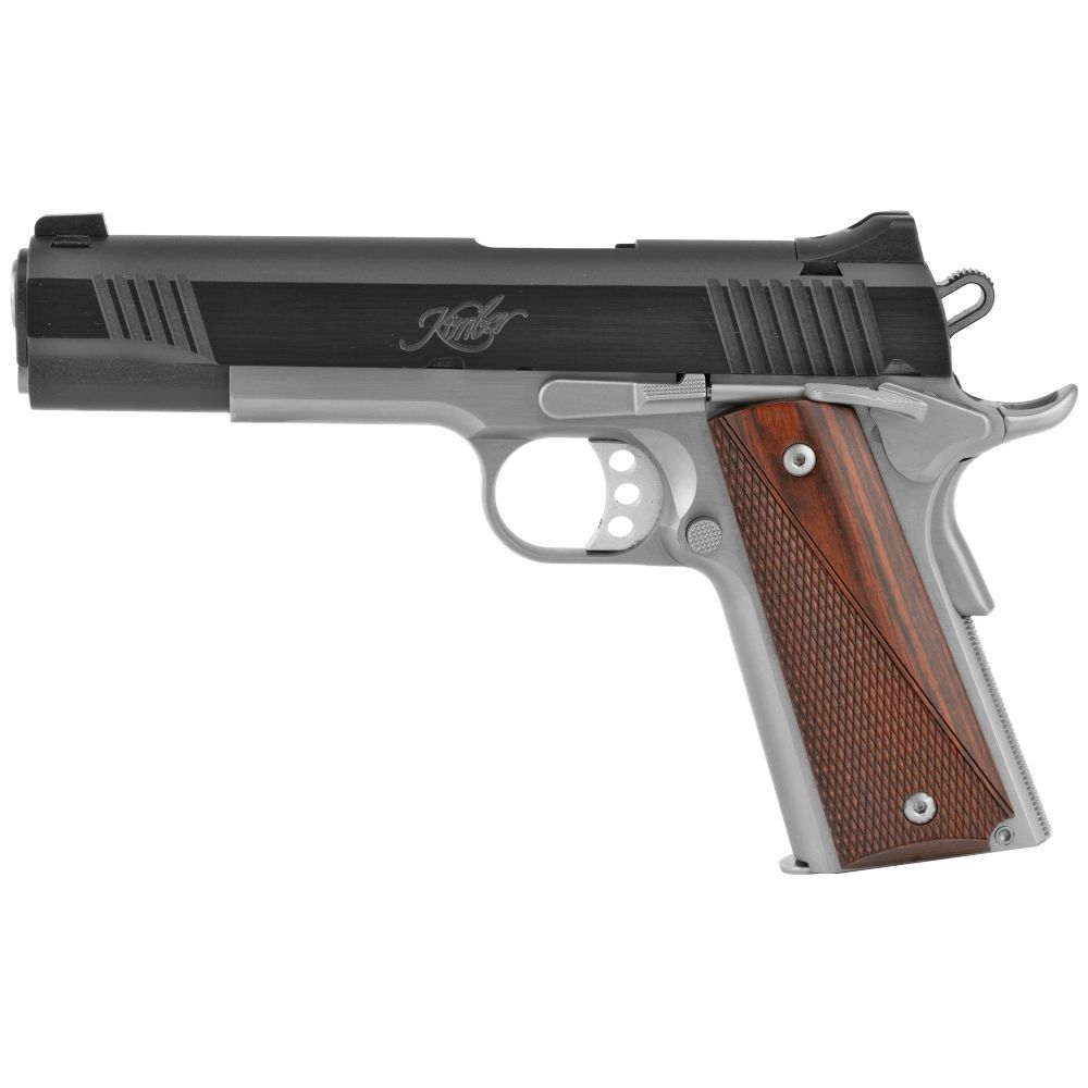 Kimber Custom II Two Tone 45 ACP Pistol - 7+1 Rounds | 5" Barrel | Wood Grips | Stainless/Silver | 3-Dot Sights