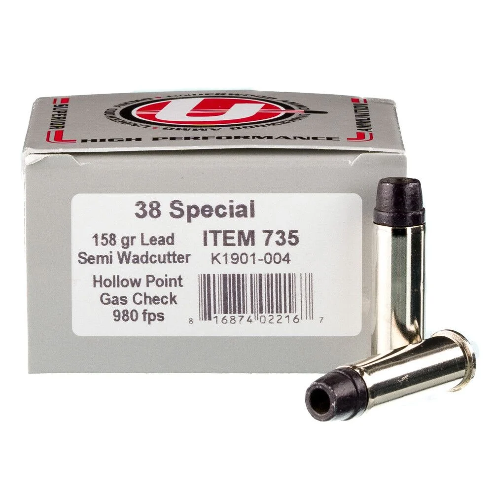 Underwood Ammo .38 Special Ammunition 20 Rounds SWCHP 158 Grain - Nickel Plated Brass Casing