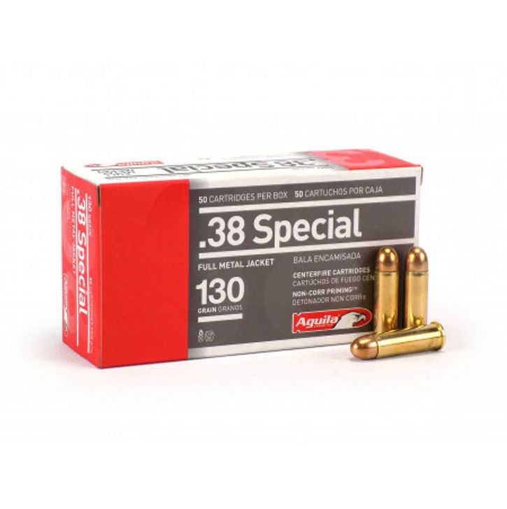 Aguila SPL 130GR FMJ 50rd box - Brass Casing