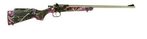 Crickett Muddy Girl/Stainless Youth 22 Long Rifle Bolt Action Rifle - 1 Round | 16.12" Barrel | Muddy Girl Camo Synthetic Stock | Synthetic | Stainless/Silver