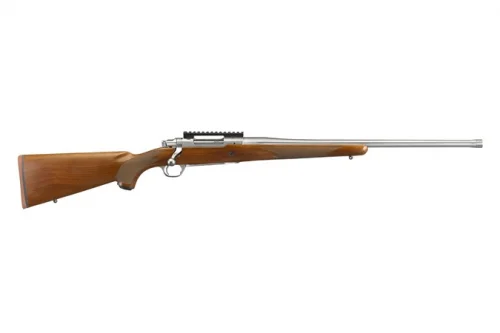 Ruger HAWKEYE HUNTR 6.5PRC SS/WD 22 - 4+1 Rounds | 22" Barrel | American Walnut Stock | Wood | Stainless/Silver