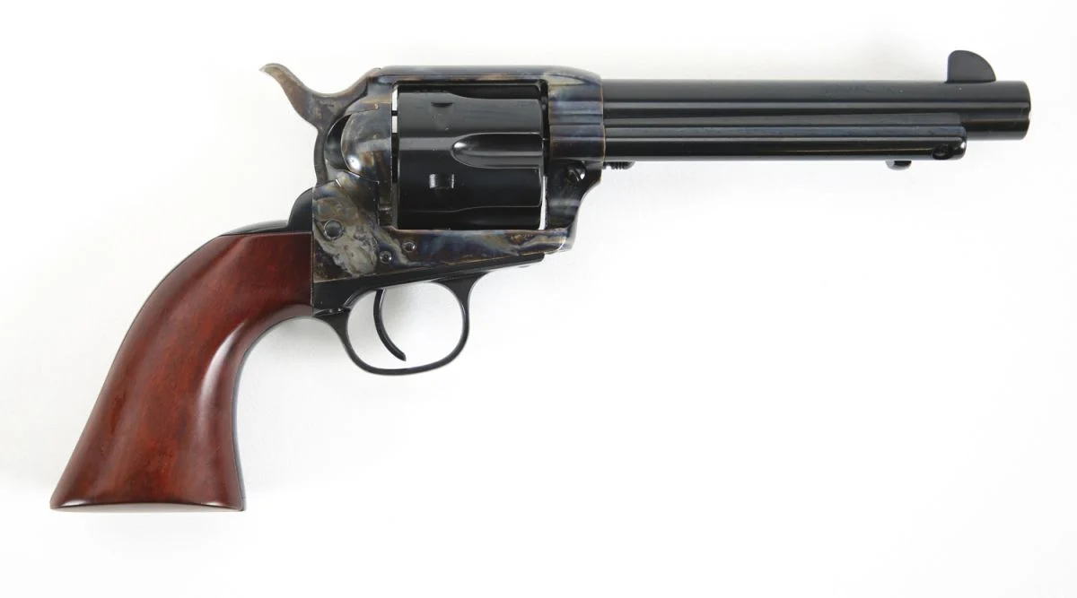 Taylor's & Co. 1873 Cattleman SAO 5.5" 45 Long Colt Revolver - 6 Rounds | 5.5" Barrel | Wood Grips | Blue/Black | 3-Dot Sights