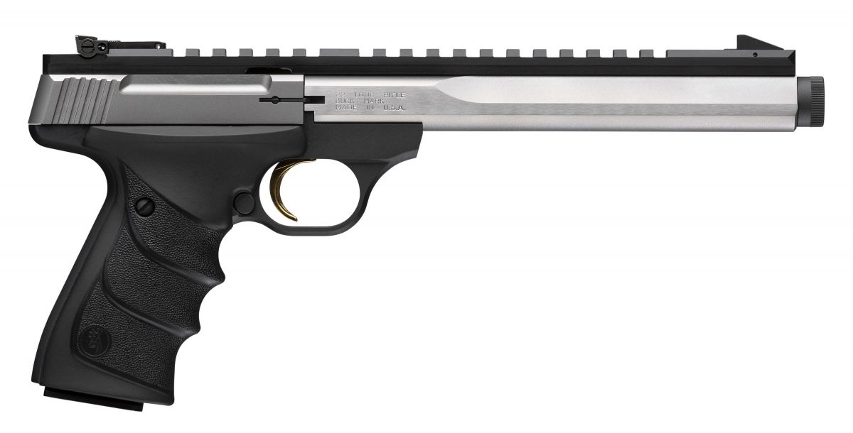 Browning Buck Mark Contour 22LR Semi Auto Pistol - 10+1 Rounds | Stainless/Silver