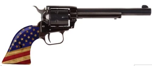 Heritage Manufacturing Rough Rider Gold Flag 6.5" 22 Long Rifle Revolver - 6 Rounds | 6.5" Barrel | Polymer Grips | Blue/Black | 2-Dot Sights