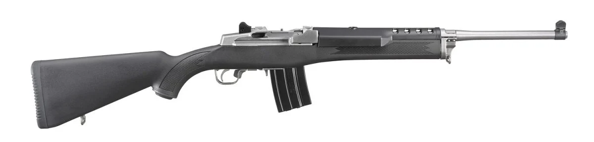 Ruger Mini-14 Ranch Rifle 5.56x45 NATO Semi Auto Rifle - 20+1 Rounds | 18.5" Barrel | Fixed Stock | Synthetic | Stainless/Silver