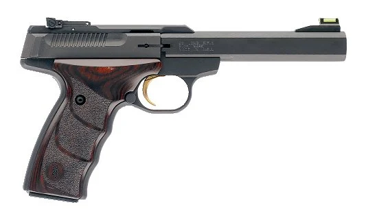 Browning BuckMark Plus UDX .22 LR Semi Auto Pistol - 10+1 Rounds | 5.5" Barrel | Wood Grips | Blue/Black | Fiber Optic Sights