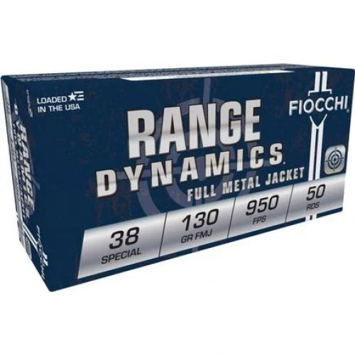 Fiocchi Range Dynamics 38 Special130 Grain Full Metal Jacket 50rd box - Brass Casing