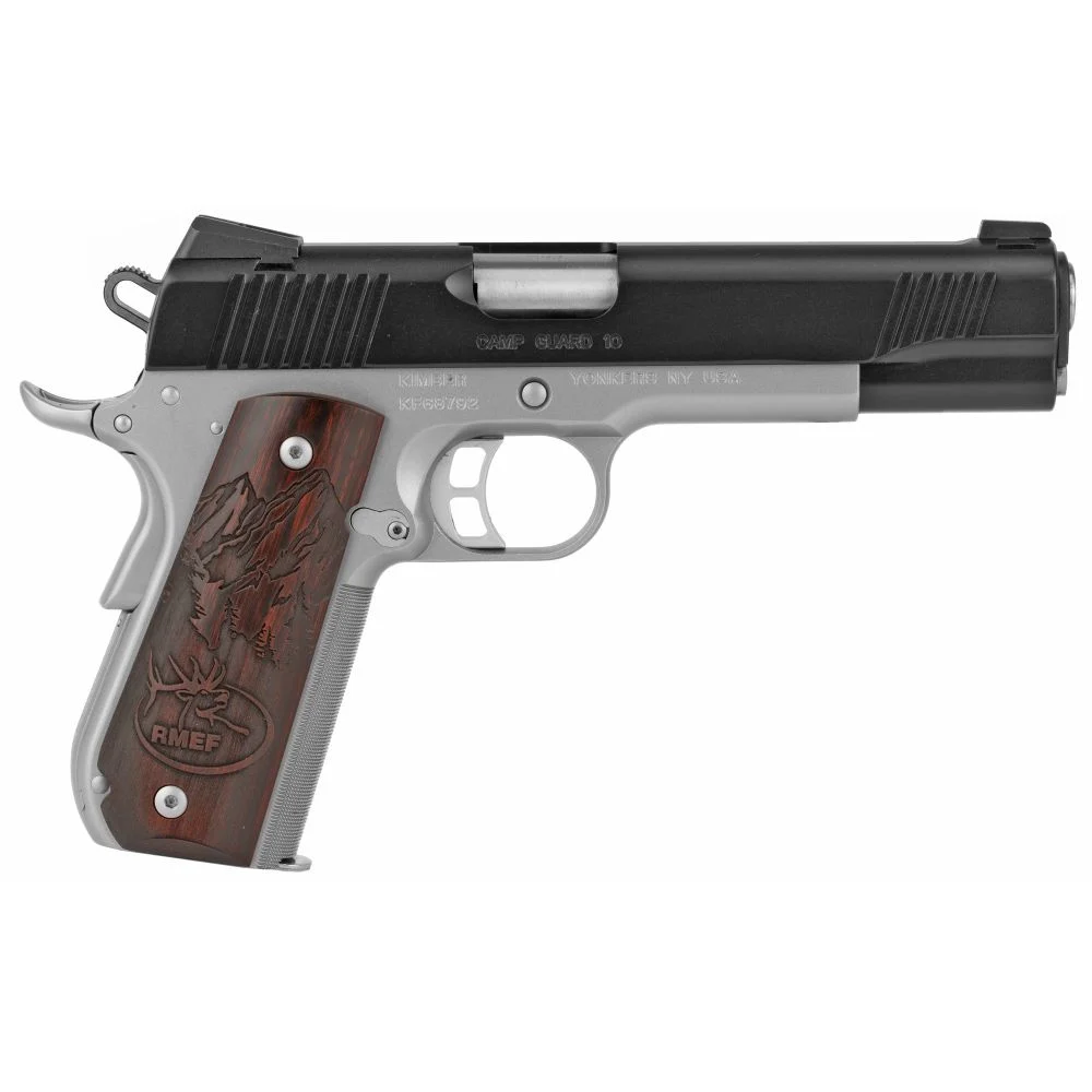 Kimber Camp Guard 1911 10mm Semi Auto Pistol - 8 Rounds | 5" Barrel | Wood Grips | Blue/Black