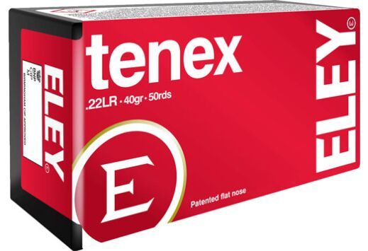 Eley Tenex Flat Nose 22 Long Rifle Ammo 50 Round Box - Brass Casing