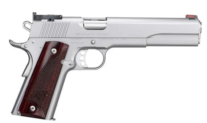 Kimber Stainless Target Pistol 10mm 6 IN. 8Rd - 7 Rounds | 6" Barrel | Wood Grips | Stainless/Silver | Adjustable Sights