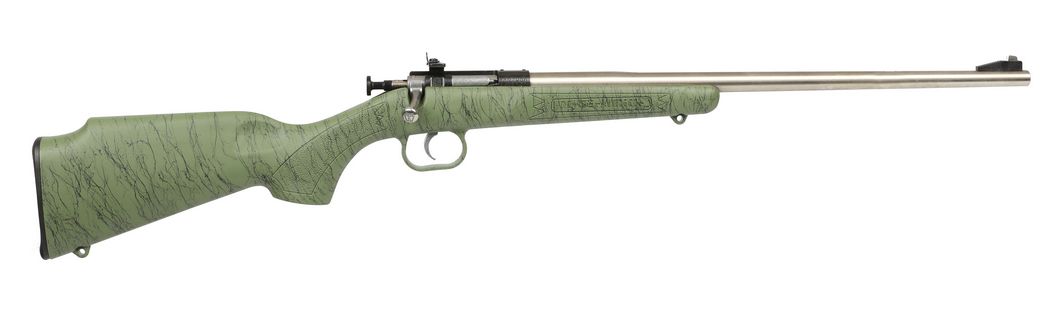 CRICKETT 22LR SS GRN/BLK WEB GREEN/BLACK WEBBING STOCK 22 LR - 1 Round | 16.125" Barrel | Green Stock | Stainless/Silver